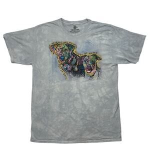 THE MOUNTAIN *NEW* Side by Side Rainbow Dogs Blue Tie Dye Tee Size XL Men Unisex